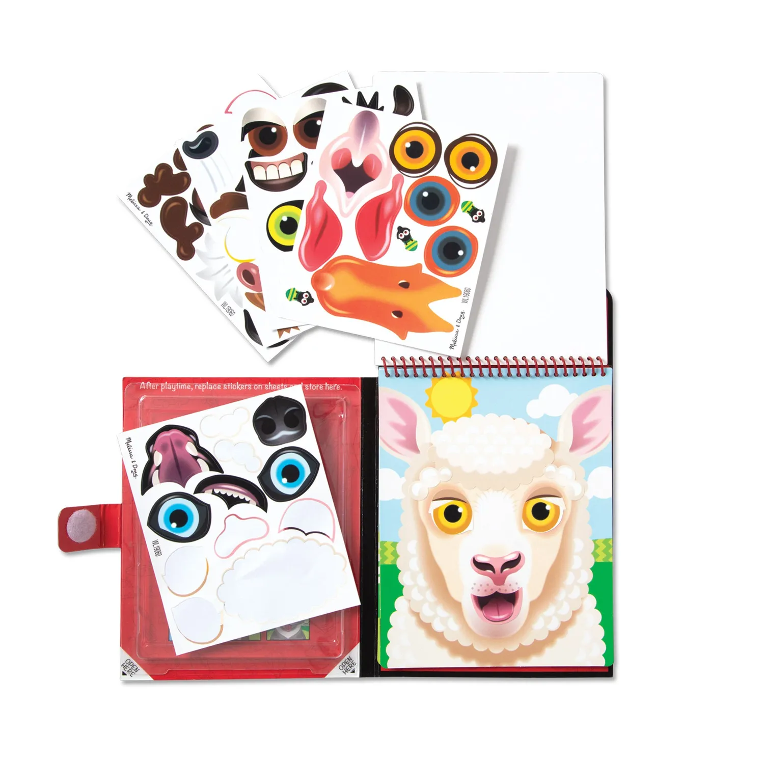 Melissa & Doug Make-a-Face Farm stickerboek 76 herbruikbare stickers