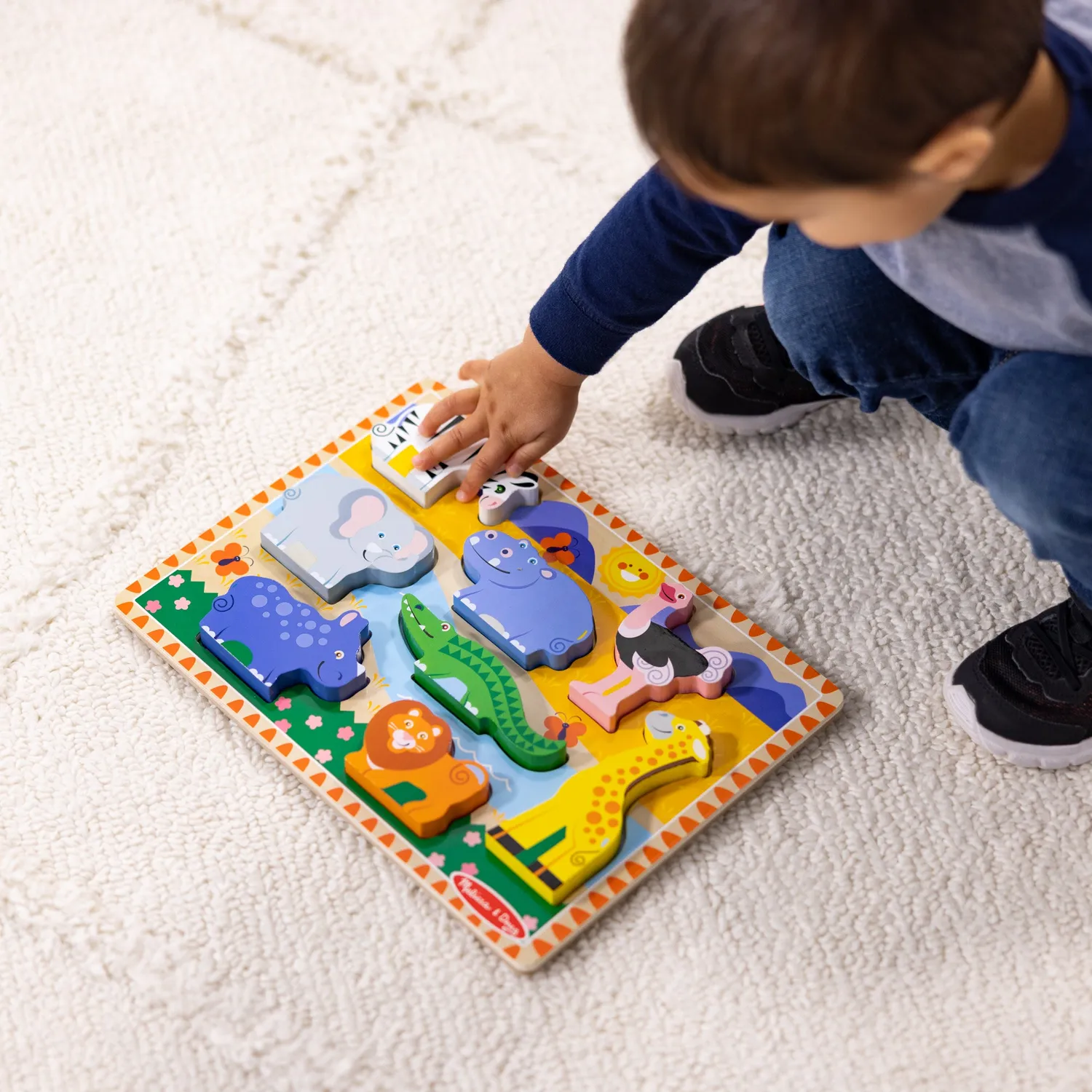Melissa & Doug Safari chunky puzzel 8 stukjes hout dieren