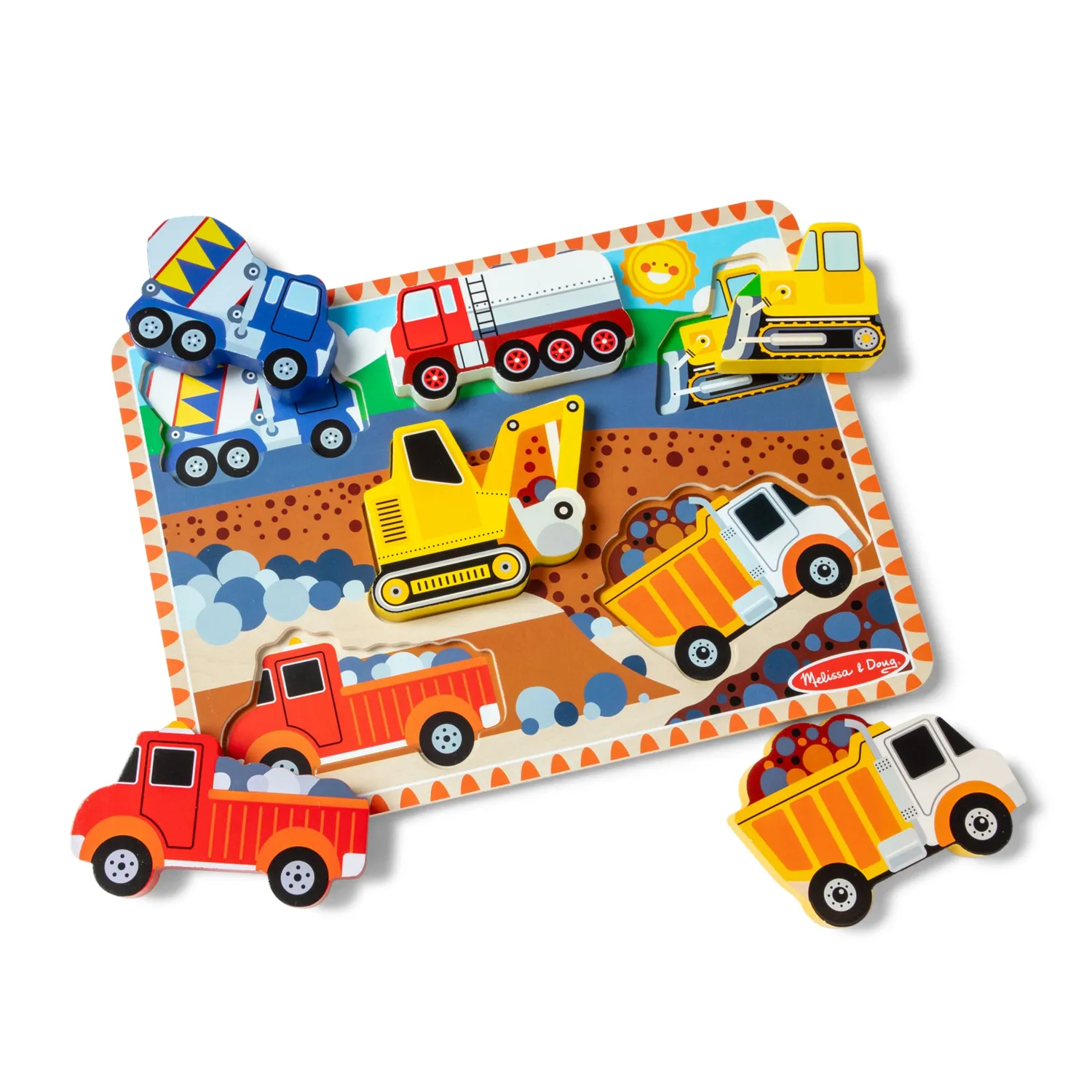 Melissa & Doug Construction houten puzzel 6 voertuigen 2+