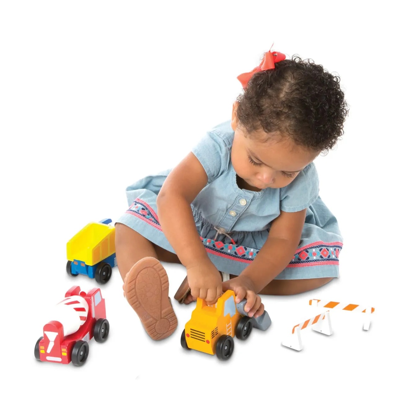 Melissa & Doug Classic Wooden Toy Construction Vehicle Set bouwvoertuigen